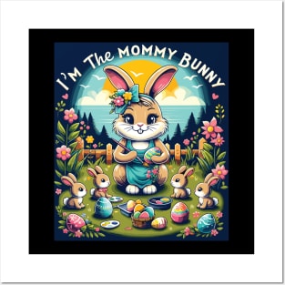 Adorable Mommy Bunny and Babies Springtime Love Design Posters and Art